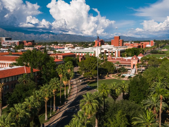 Aerial shot of Old Main on Tucson campus