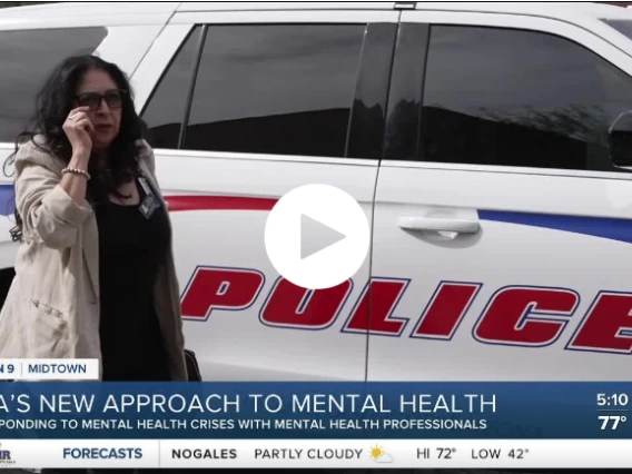 Screenshot from KGUN 9 TV news story featuring U of A's co-responder mental health program