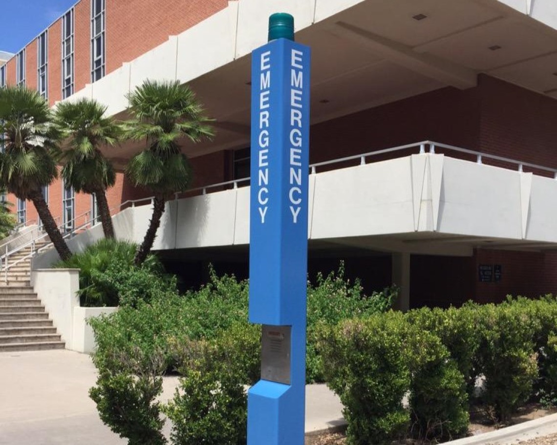 Blue Light Emergency Phone on U of A campus in Tucson