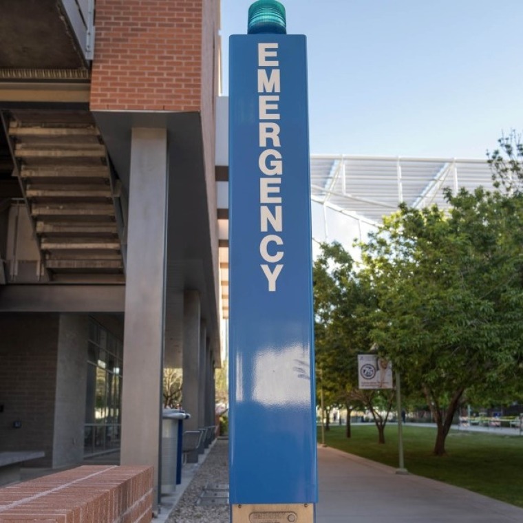 Emergency blue light phone on Tucson campus