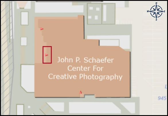 map image with identified entrance for Center for Creative Photography building