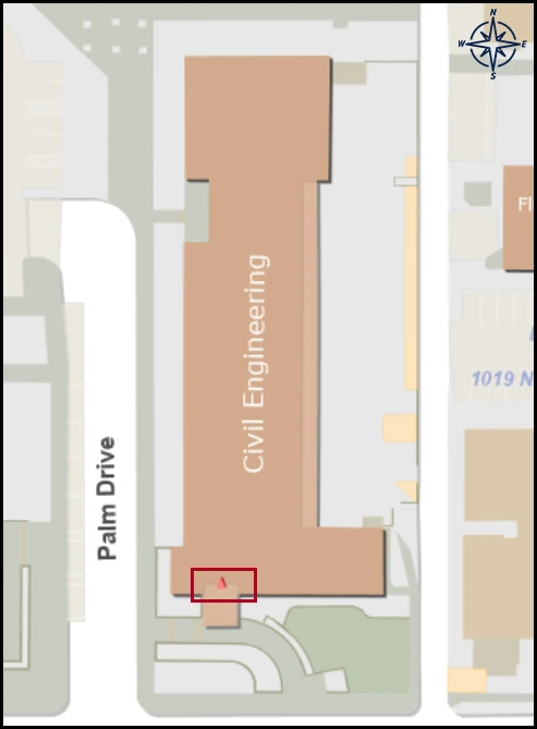 map image with identified entrance for Civil Engineering building