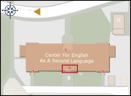 map image with identified entrance for Center for English Second Language CESLbuilding