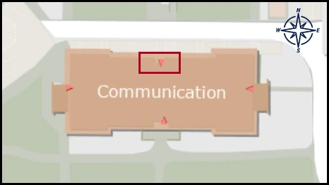 map image with identified entrance for Communication building 