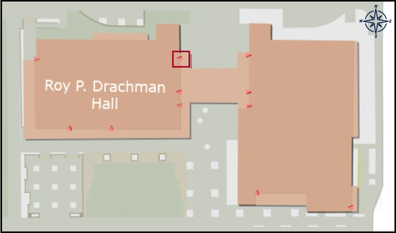 map image with identified entrance for DRACH building