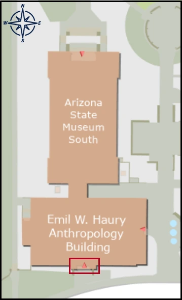 map image with identified entrance for Haury Anthropology building 