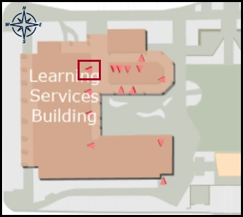map image with identified entrance for learning services building 