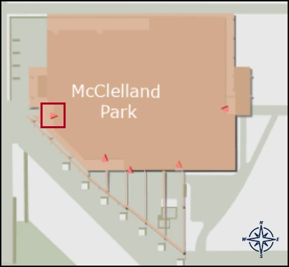 map image with identified entrance for McClelland Park building