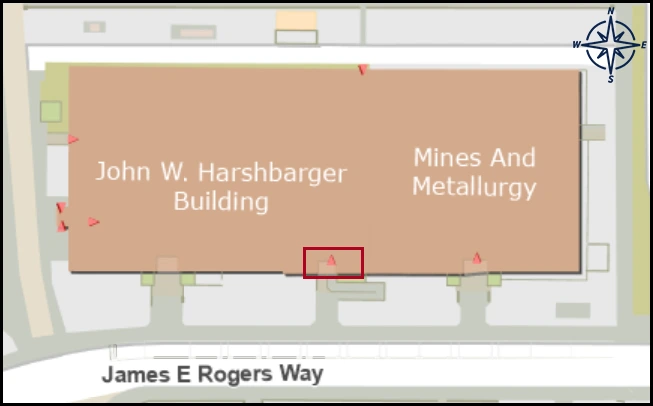 map image with identified entrance for Mines building 