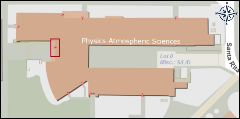 map image with identified entrances for Physics-Atmospheric Sciences