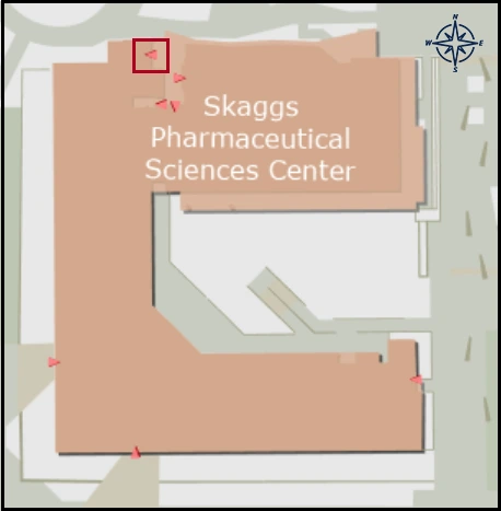map image with identified entrance for PHARM building