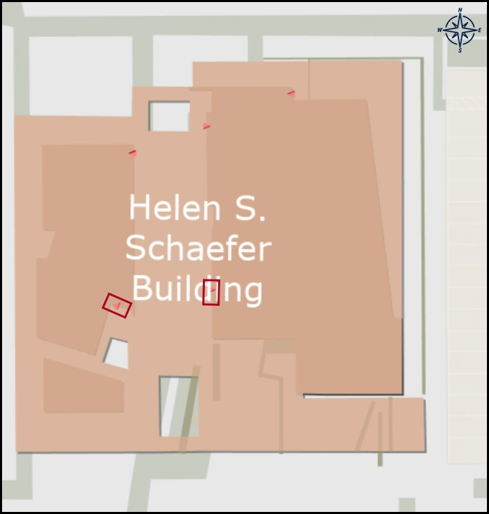 map image with identified entrance for Poetry Center Schafer building