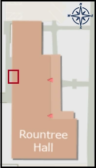 map image with identified entrance for Roundtree Hall