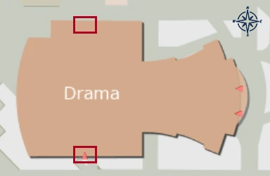 map showing entry for DRAMA building