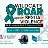 Wildcats Roar Against Sexual Violence event flyer with host logos - U of A, SACASA and TBTN